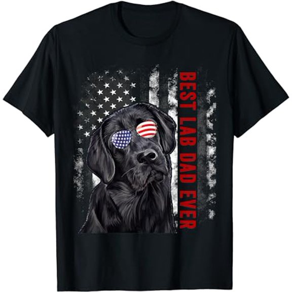 Best Lab Dad Ever Labrador Dog American Flag Fathers Day T-Shirt