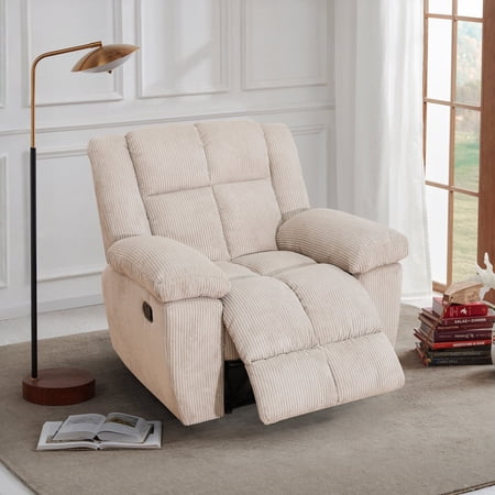 Babo Care Manual Recliner Chair,Off White,Corduroy Recliner for Living Room or Bedroom