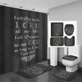 thumbnail image 2 of 4PCS Curtain Sets With Rugs Waterproof Polyester Fabric Bathroom Curtains + Bath Rugs Toilet Mat Toilet Lid Rug, 2 of 5