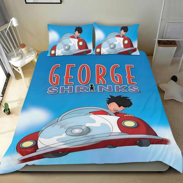 George Se Encoge Conjunto de sábanas temático, trío de piezas, cómodo y amigable con la piel, diseño único, regalo de decoración para el hogar para familiares, amigos y fans,173cm *218cm