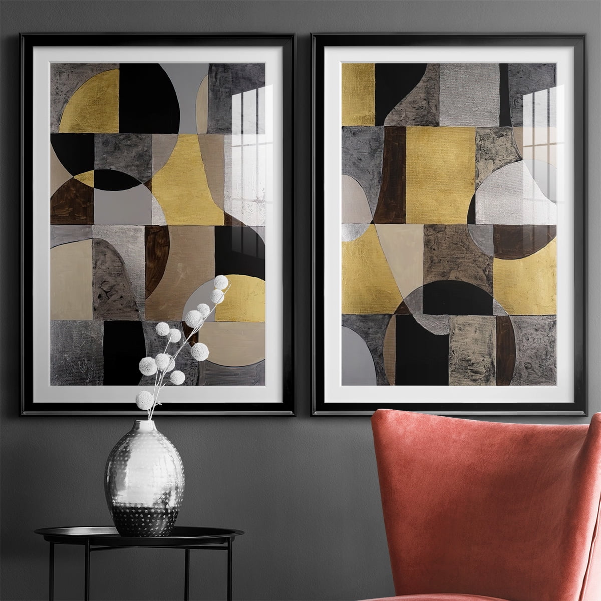 Wexford Home Neutral Framework I Premium Framed Print, 22.5" x 30.5" - Ready to Hang, Black (Set of 2)