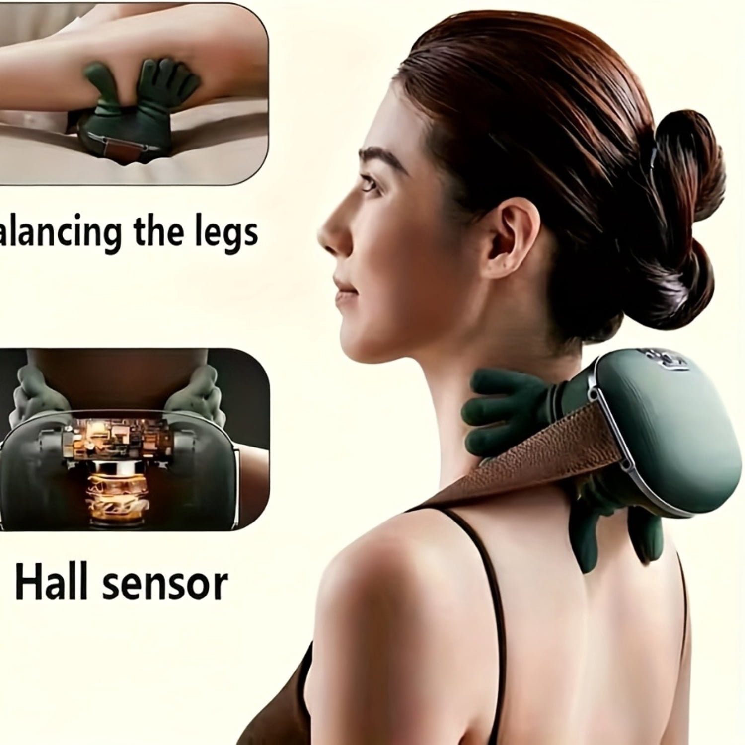 Wireless Neck & Shoulder Massager, 3D Deep Tissue Shiatsu with Heat, 3-Speed Adjustable, Portable Rechargeable