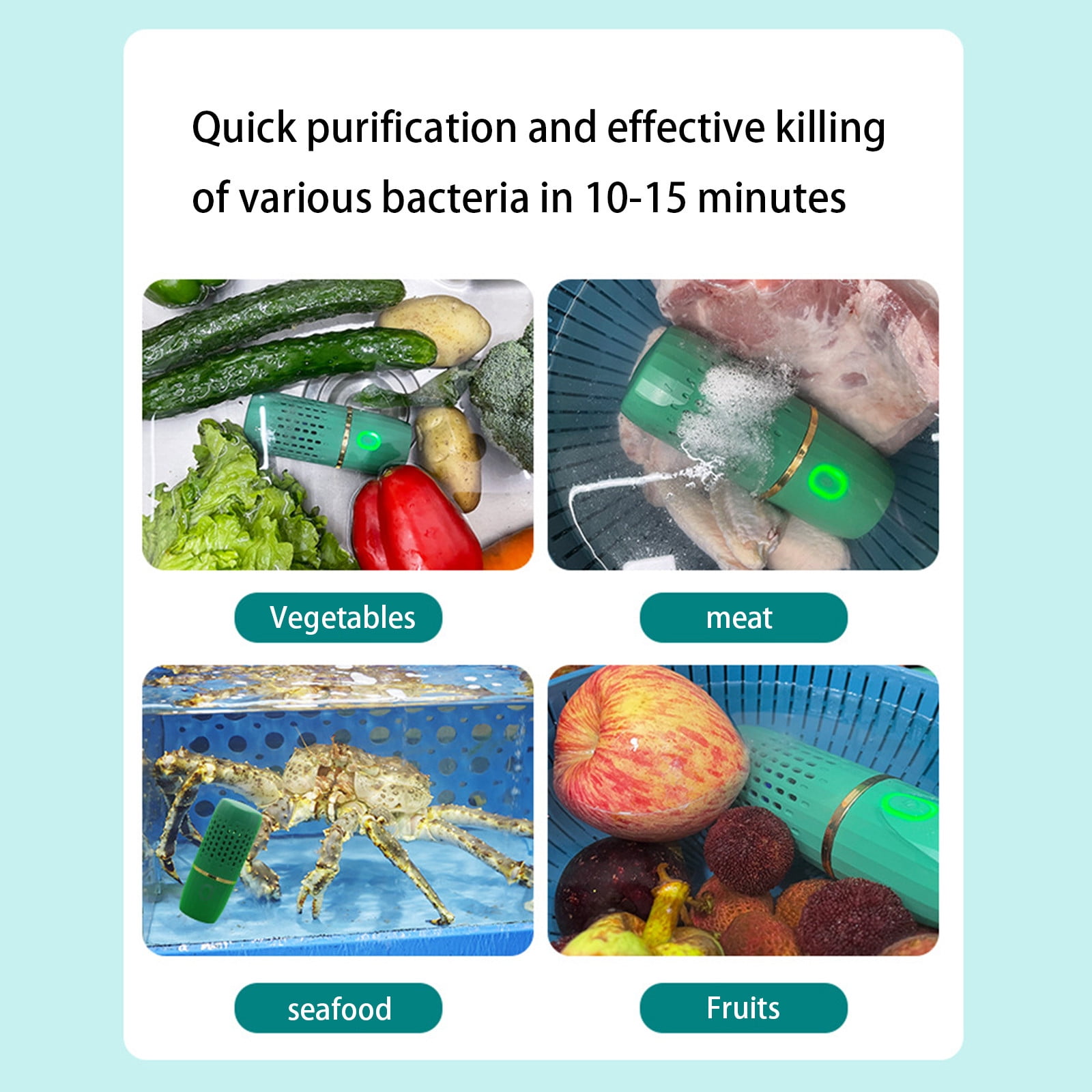 VALSEEL Clearance Portable 4400mah Capsule Shape Fruit & Vegetable Washing Machine, USB Rechargeable Fruit Cleaner Machine, Automatic Household Cleaning Machine