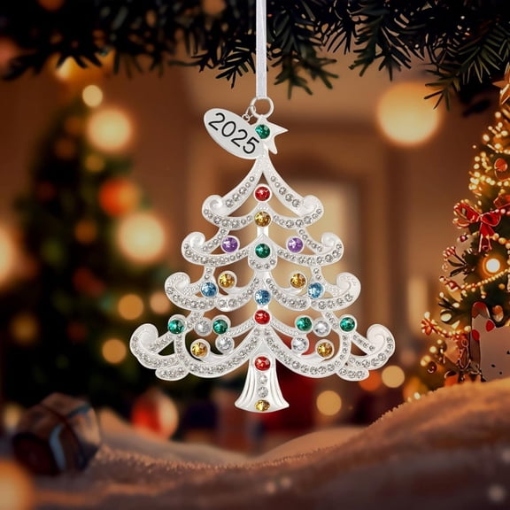 PPKVUFD 2026 Acrylic Christmas Tree Ornament Decorations, 4" Christmas Wreath Hanging Ornaments, 2025 Dated Engraved for Keepsake Gifts Holiday Home Party Decor