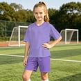 thumbnail image 7 of IFNWSV Girls Athletic Sets 2 Piece Short Sleeve Round Neck Thin and Breathable Top and Shorts with Pocket Set Purple 4-5 Years, 7 of 7
