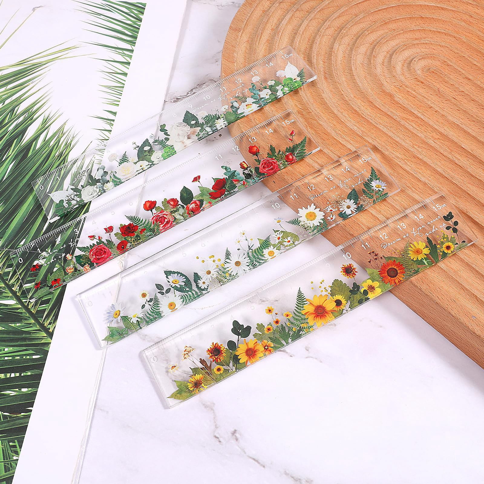 Ruler Cute, 6 Inch Ruler, Cute Ruler, Mini Ruler, Small Ruler, Plastic Flower Scale Measuring Ruler 6 inch Straight Ruler for Drawing Painting Measuring Scale Accurate Scale
