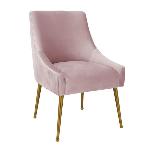 TOV Furniture Beatrix Pleated Mauve Velvet Side Chair with Gold Legs