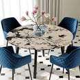 thumbnail image 5 of Elastic Fitted Round Tablecloth, Chinese Waterproof Stretch Table Cover for 36"-44" Tables, Black White Tree Flowers Traditional Ink Painting Washable Outdoor Tablecloths for Patio, Picnic, Camping, 5 of 9
