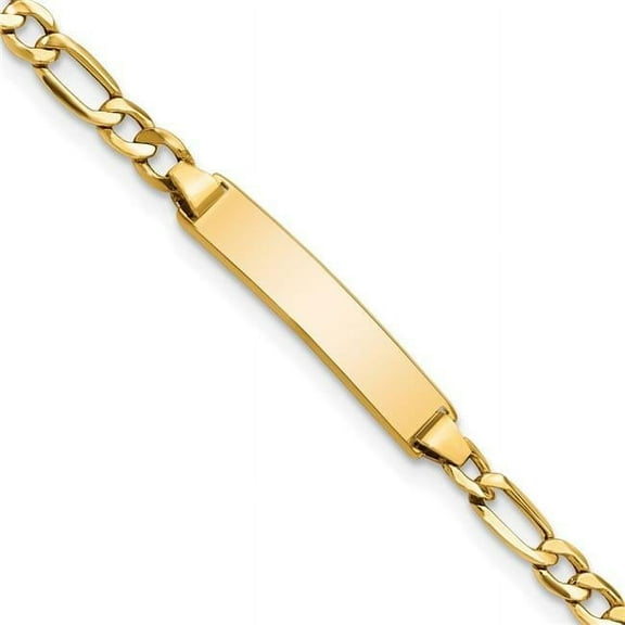 Primal Gold 10 Karat Yellow Gold Semi Solid Figaro Link ID Bracelet
