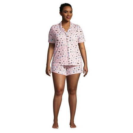 

Lands End Women s Plus Size Comfort Knit Pajama Set Short Sleeve Top and Shorts