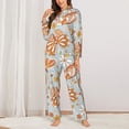 thumbnail image 2 of Picia Retro Floral Butterfly Pattern Women’s Long-Sleeve Sleepwear Set - Soft 2-Piece Loungewear with Pockets, Comfy PJs for Relaxing Nights-, 2 of 7
