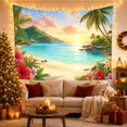 thumbnail image 3 of Tropical Sunset Beach With Hibiscus and Islands, Peaceful Coastal Style for Beach Lovers, Island Wall Art, Housewarming Gift, Tapestry Wall Hanging for Bedroom and Living Room, 3 of 7