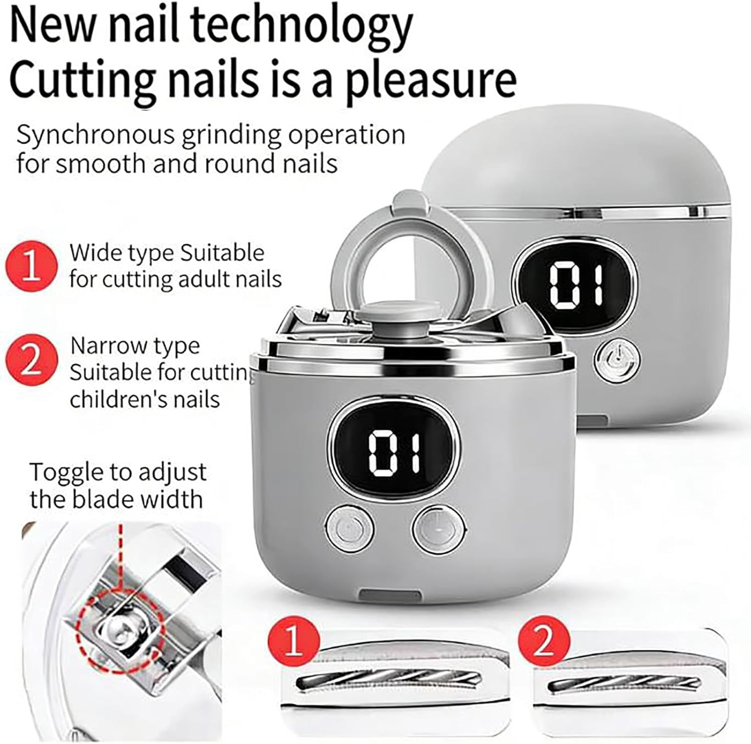 2026 New Rechargeable Electric Toe Nail Clippers for Thick Toenails Seniors, 2 in 1 Electrical Nail Clippers for Adults with Magnifying Glass, Three-Speeds Nail Clippers with Led Light