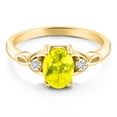 thumbnail image 2 of Gem Stone King 18K Yellow Gold Plated Silver Canary Mystic Topaz and White Moissanite 3-Stone Rings for Women (1.64 Cttw, Gemstone, Oval 8X6MM, Available in Size 5, 6, 7, 8, 9), 2 of 5
