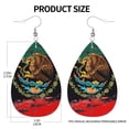 thumbnail image 3 of Faux Leather Teardrop Earrings Mexican Flag Printed Dangle Earrings Lightweight Drop Earrings, 3 of 6