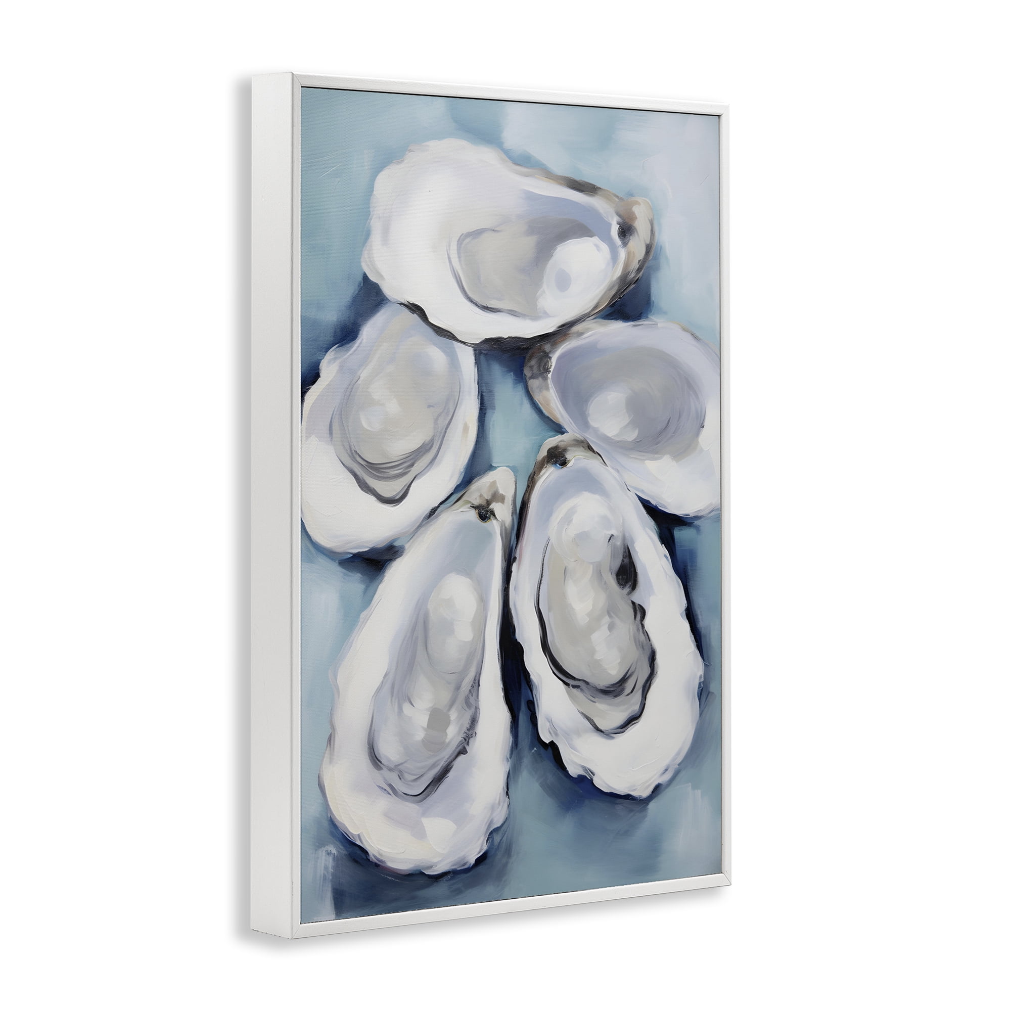 Stupell Industries Five Oyster Shells Animals & Insects Painting White Framed Art Print Wall Art, 20 x 30