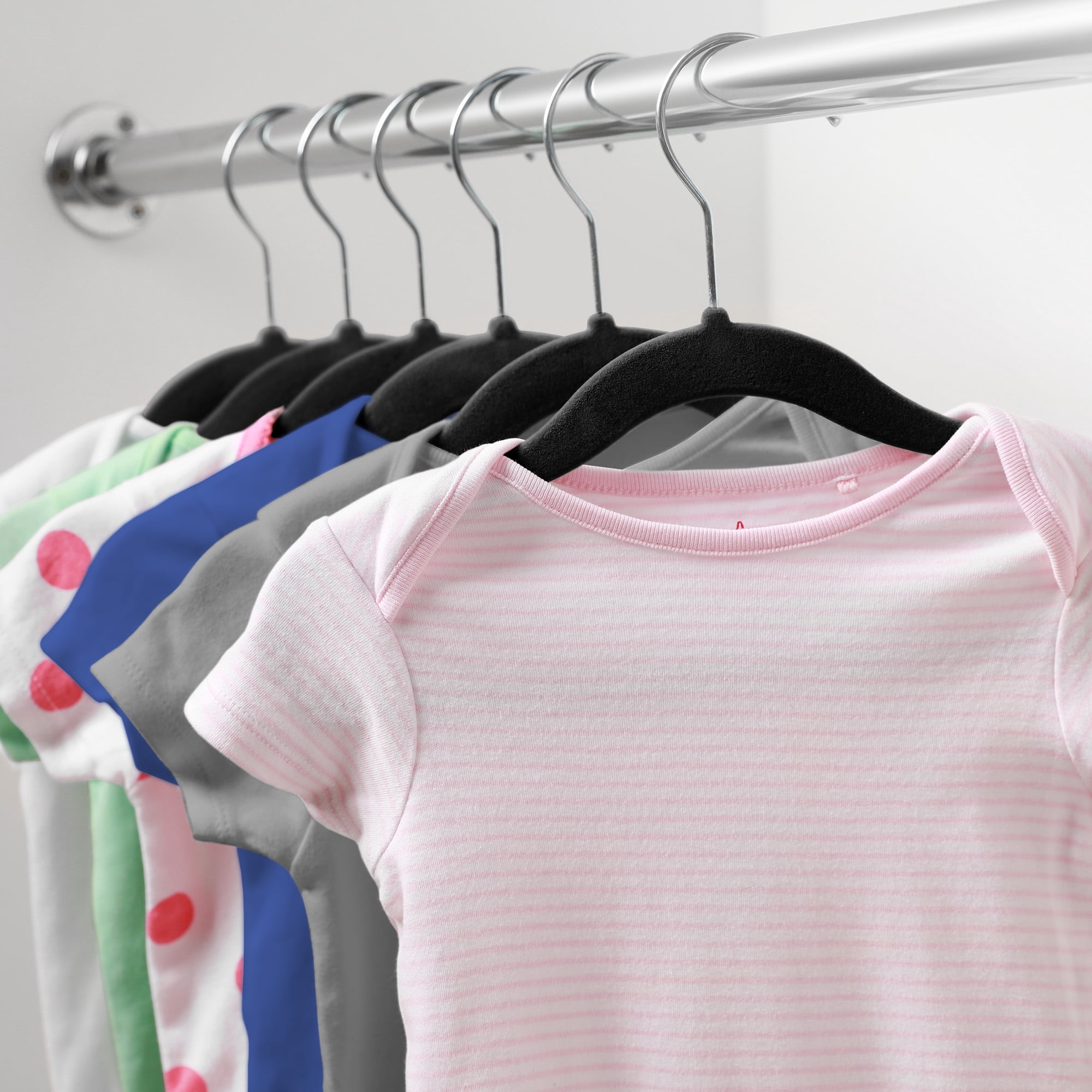 Casafield 100 Velvet Baby Hangers for Infant & Toddler Clothes, 11" - Black