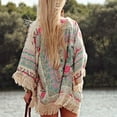 thumbnail image 4 of Femmes Rétro Boho Dentelle Florale Cardigan Hippie Kimono Blouse Cape Veste Blazer Top, 4 of 5