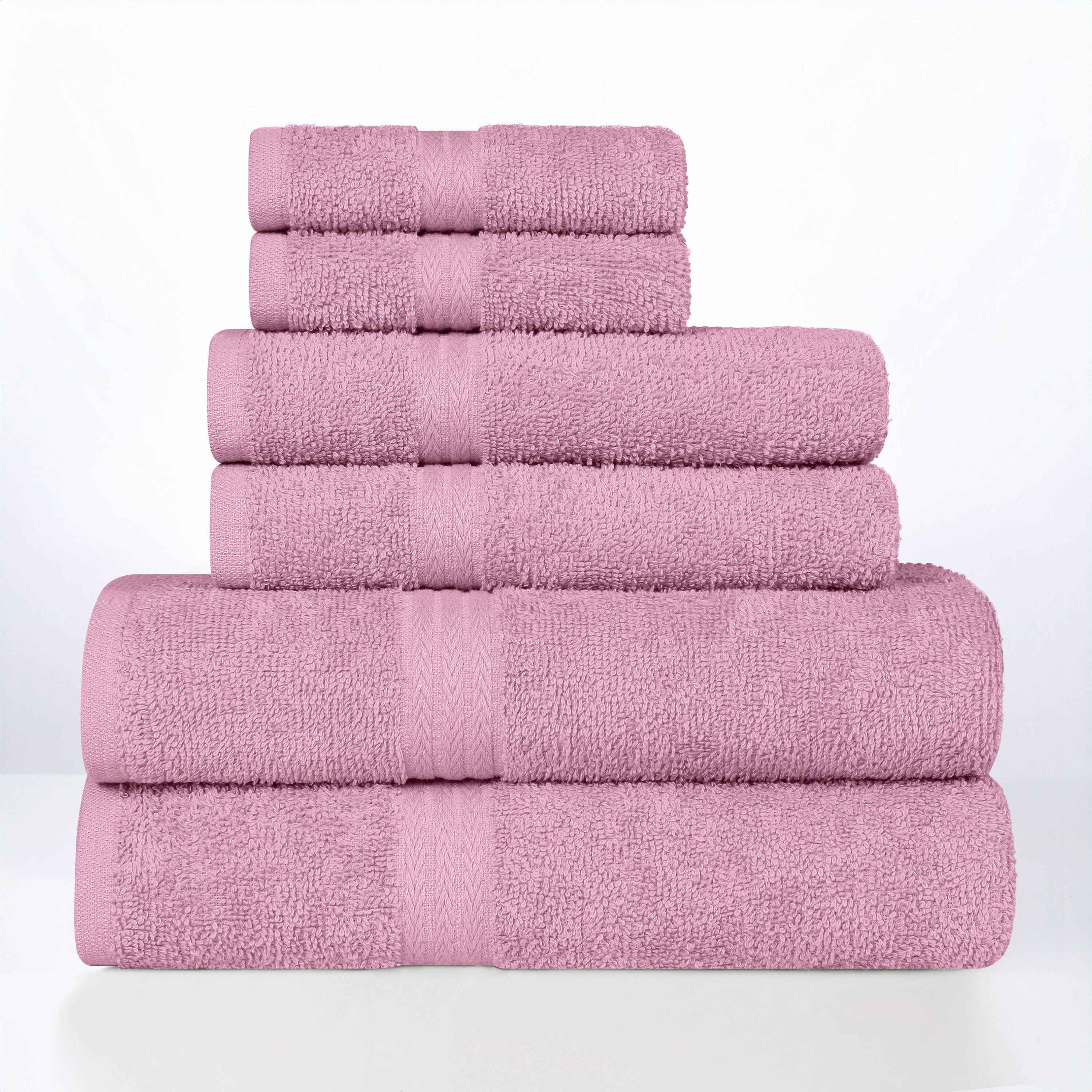 Superior Miami 100% Cotton Lightweight 6-Piece Towel Set, Lilac