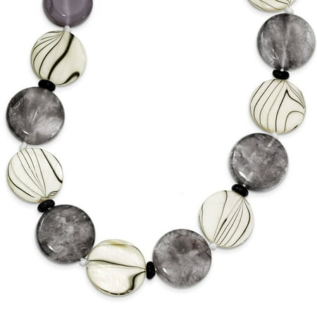Sterling Silver Drusy Agate - Roy Rose Jewelry Sterling Silver Black and Grey Agate Mother of Pearl Sardonyx Necklace 19'' length