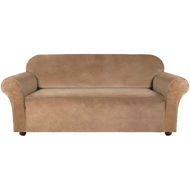 Velvet Plush Strapless Sofa Cover Furniture Protector Velvet Couch Cover for 3 Cushion Couch Form Fit Slip Resistant Stylish Furniture Protector Machine Washable Sofa 3 Seater, Luggage