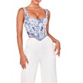 thumbnail image 4 of Haut Court à Bretelles pour Femmes Été Élastique Décontracté Col Carré Rétro Floral Vêtements, 4 of 7