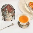 thumbnail image 5 of Qxltty Elegant Snowman Drink Coasters with Holder 6pcs Handmade Woven Simple Vintage Saucer Set, 5 of 7