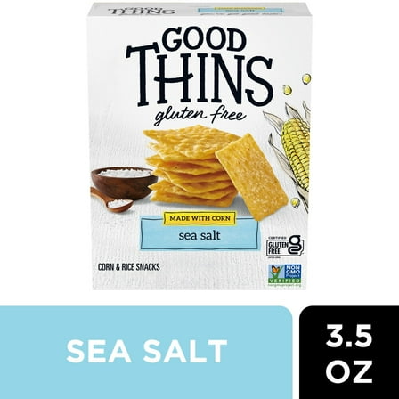 Pack of 3 Good Thins Sea Salt Corn Gluten Free Crackers, 3.5 oz (packaging may vary)