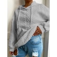 thumbnail image 3 of Cable Knit Hoodie (L, White), 3 of 10