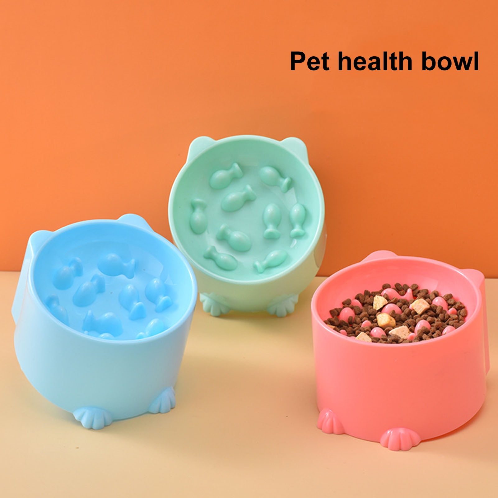 Kripyery Cat Food Bowl Tall Feet Cartoon Shape Large Capacity Anti