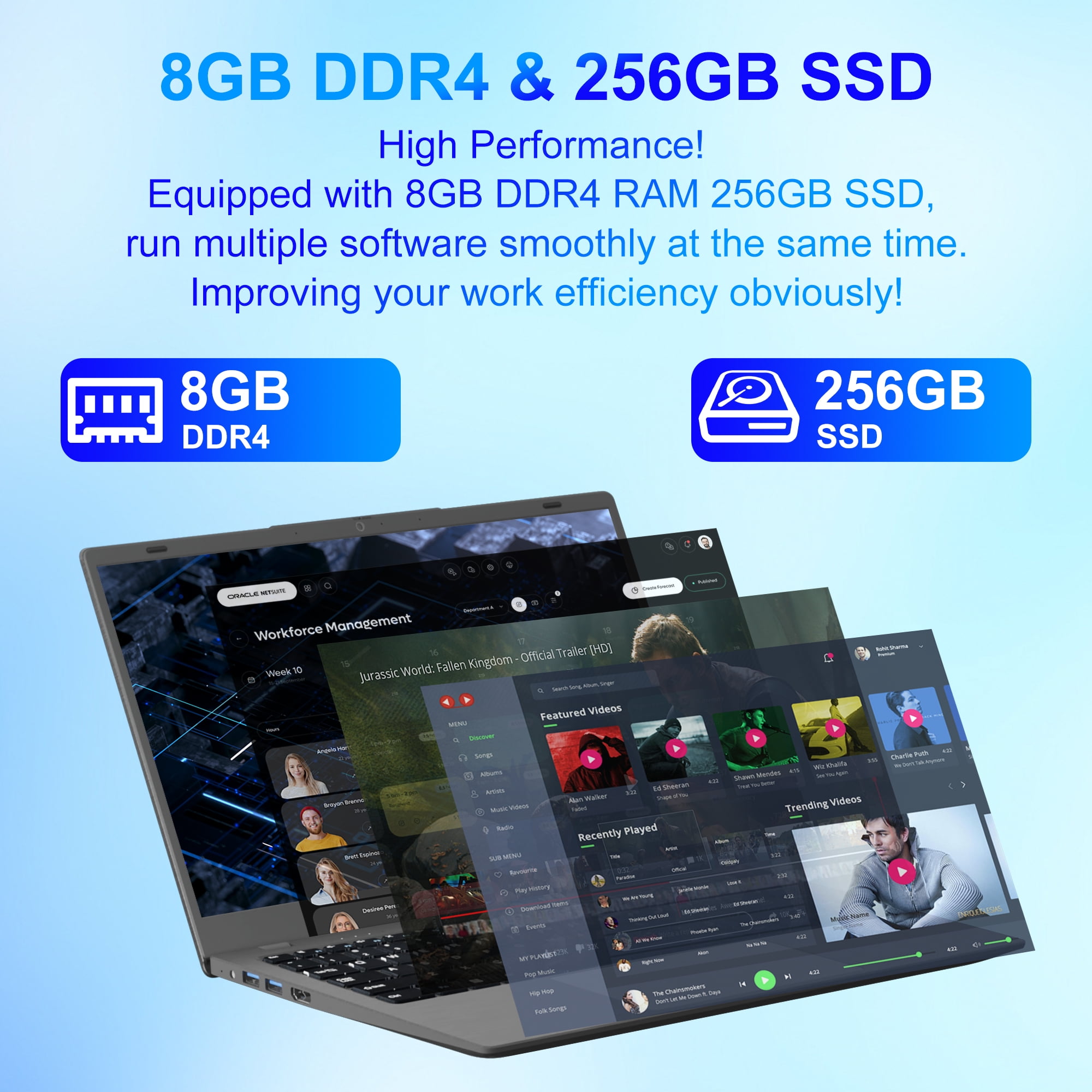 SANPTENT 14" Laptop Dual-Core Intel Celeron, 8GB RAM, 256GB SSD, Wi-Fi Webcam HDMI Windows 11 Computer