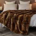 thumbnail image 3 of Cozylore Luxury Faux Fur Throw Blanket for Bed Super Thick Warm Long Fluff Fuzzy Blankets for Bedroom Living Room, 90" x 90", Brown, 3 of 7