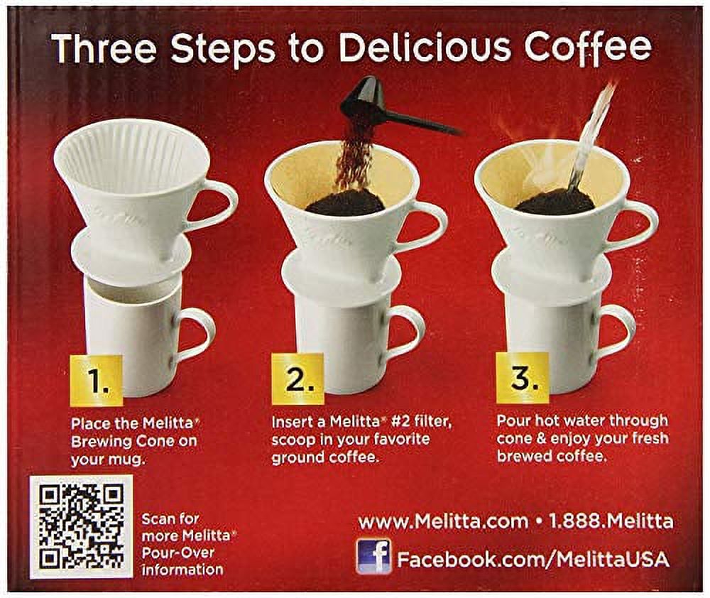 Melitta Porcelain #2 Pour-Over Manual Cone Coffee Brewer with 100 Extra Natural Brown Filters - image 5 of 6