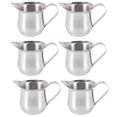 thumbnail image 1 of Paquete de 6 jarras de acero inoxidable de 3 oz para espumar café expreso, taza medidora para café expreso y crema, 1 of 7