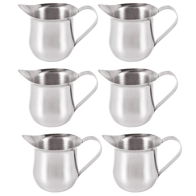 Paquete de 6 jarras de acero inoxidable de 3 oz para espumar café expreso, taza medidora para café expreso y crema