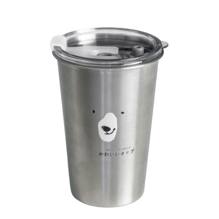 

huanledash 350/500ml Water Cup Large Capacity Food Grade Leak-proof Drinking Stainless Steel Cute Bear Cup Straw Cup Daily Use