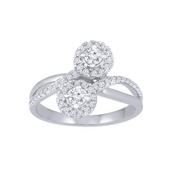AFFY White Natural Diamond Two-Stone Ring In 10k White Gold (0.5 Cttw)