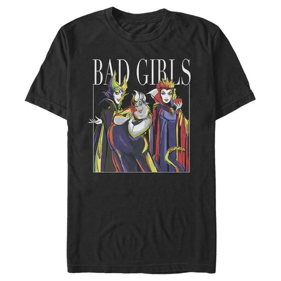Men's Disney Princesses Artistic Bad Girl  Graphic Tee Black 3X Large