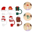 thumbnail image 4 of 6 Pcs Bouchons de Paille de Noël Protecteur de Paille Dessin Animé Réutilisable Couvercles de Paille, 4 of 8