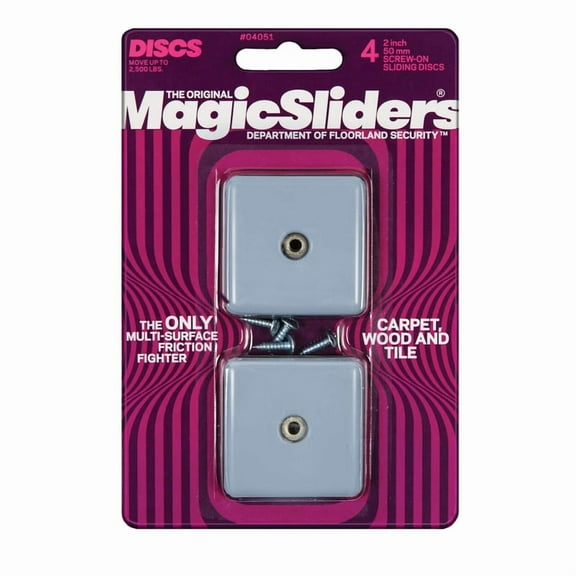 Magic Sliders Sliding Disc Furniture Slider - Screw-On, Gray Nylon & Plastic - 4 Pack, 5 Count