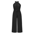 thumbnail image 4 of Previn Women's Summer Sleeveless Jumpsuit Long Jumpsuits Wide Leg Pant Halter Casual Party Jumpers And Rompers Black 20, 4 of 4