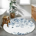 thumbnail image 3 of Round Rugs 4Ft, Blue Leaves Round Area Rug Washable Indoor Throw Carpet, Summer Botanical Soft Non Slip Circle Rug for Kitchen Nursery Room Home Decor Aesthetic, 3 of 8