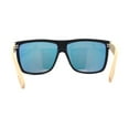thumbnail image 4 of Eco Friendly Bamboo Wood Arm Large Flat Top Horn Rim Hipster Sunglasses Black - Orange Mirror, 4 of 4