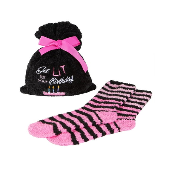 MeMoi Get Lit Cozy Sock & Gift Bag Set | Socks By MeMoi One Size / Black