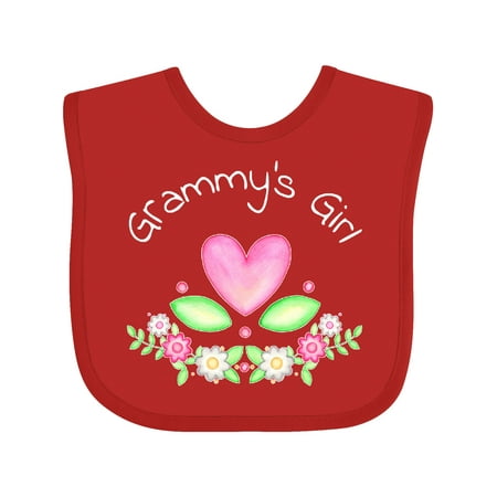 

Inktastic Grammy s Girl- heart flowers Girls Baby Bib