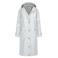 thumbnail image 5 of Staron Women's Long Hooded Waterproof Raincoat Lightweight Windproof Outdoor Travel Jacket with Pockets Adjustable Cuffs Casual Spring Fall Winter Coat White M, 5 of 6
