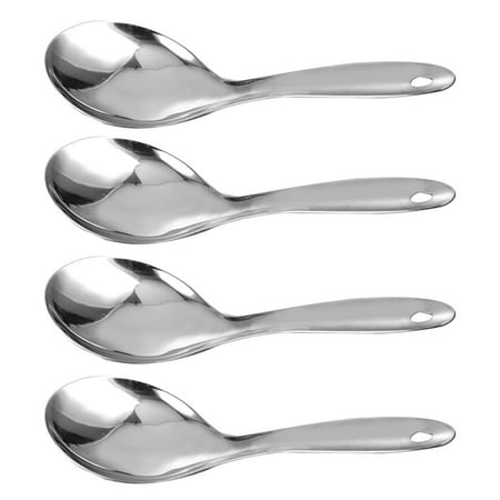 

Homemaxs 4Pcs Stainless Steel Rice Spoons Thickened Soup Spoons Household Spoons