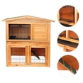 thumbnail image 6 of Pefilos 40" Wooden Pet Rabbit Hutch Triangle Roof Waterproof Bunny House Small Poultry Cage, Orange, 6 of 17
