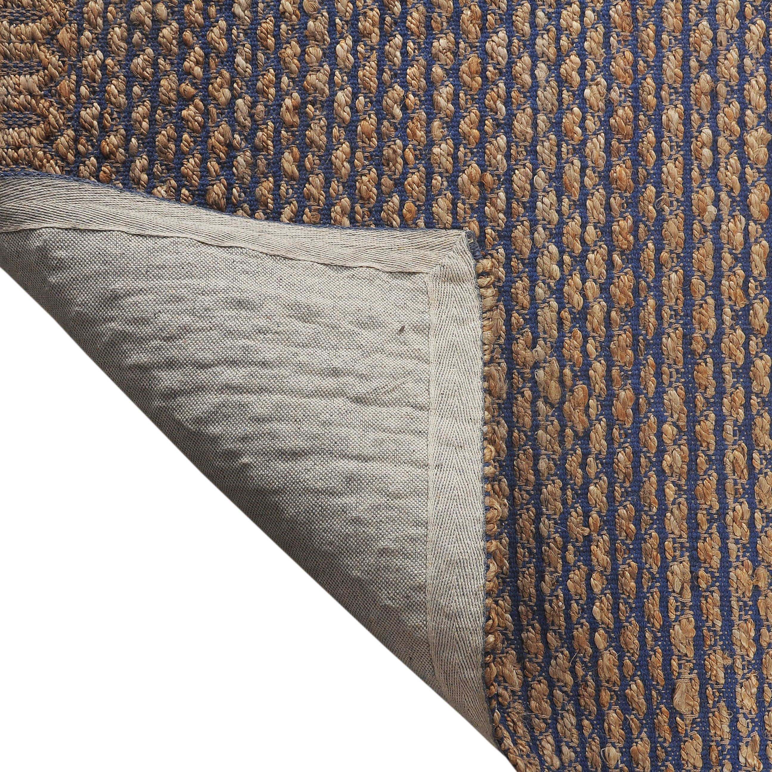 Woven Paths Ollie 7'9" x 9'9" Brown/Blue Striped Geometric Braided Jute Indoor Area Rug