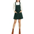 thumbnail image 5 of MODA NOVA Juniors Plaid Button Decor A-Line Pinafore Overall Dress, 5 of 6